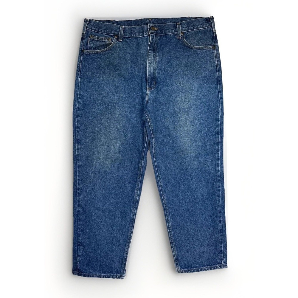 Carhartt Relaxed Fit Tapered Leg Jeans 42 x 30 Blue B17 DST Denim Work Rugged